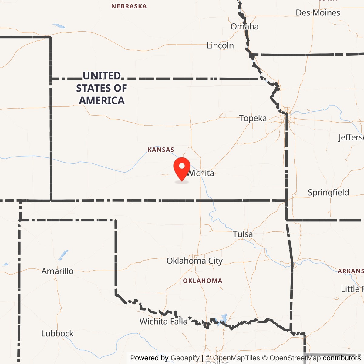 Map showing location of Titan II 532-5 Missile Silo McConnell AFB Kansas