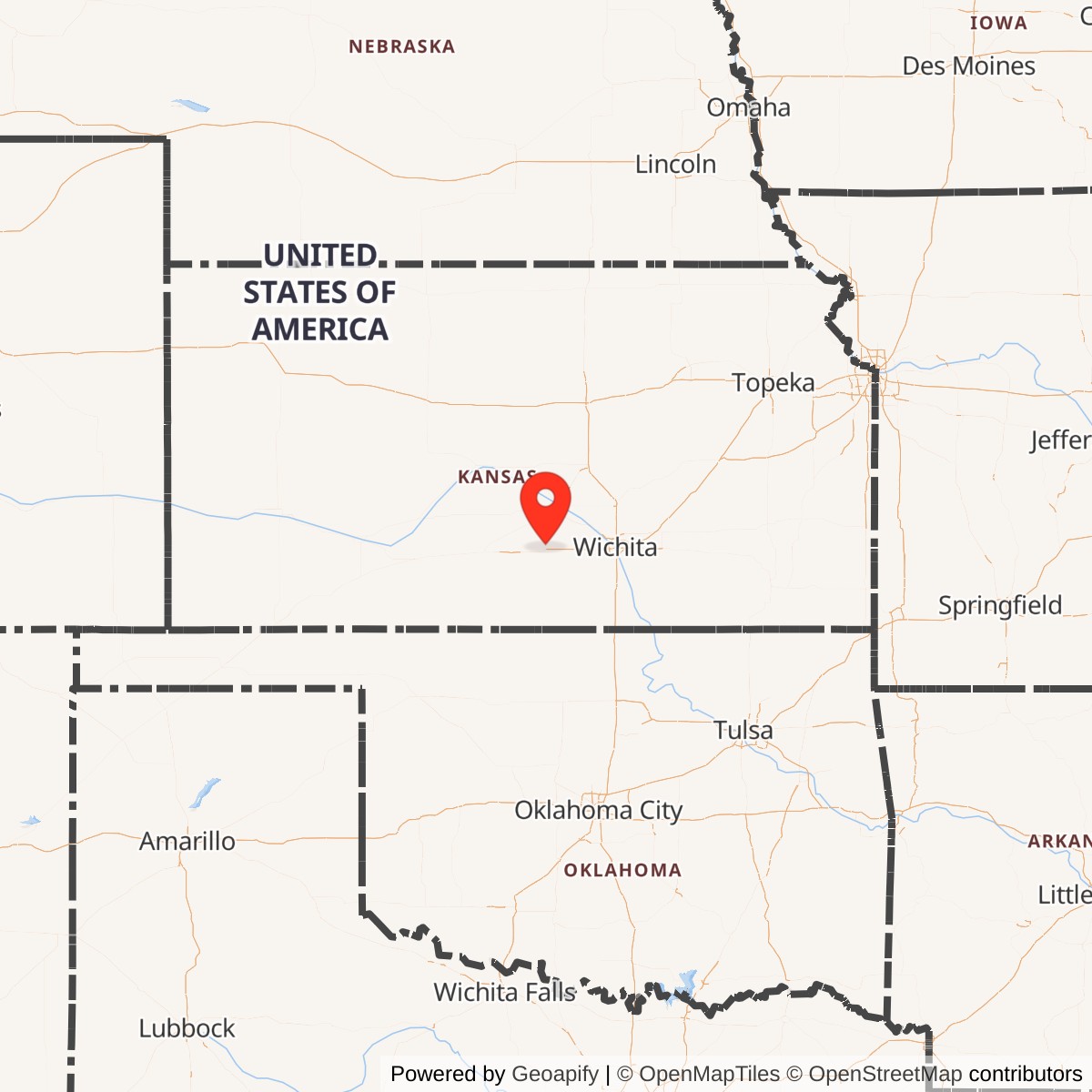 Map showing location of Titan II 532-8 Missile Silo McConnell AFB Kansas