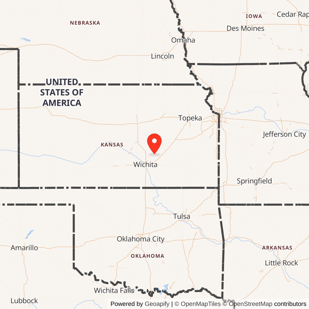 Map showing location of Titan II 533-1 Missile Silo McConnell AFB Kansas