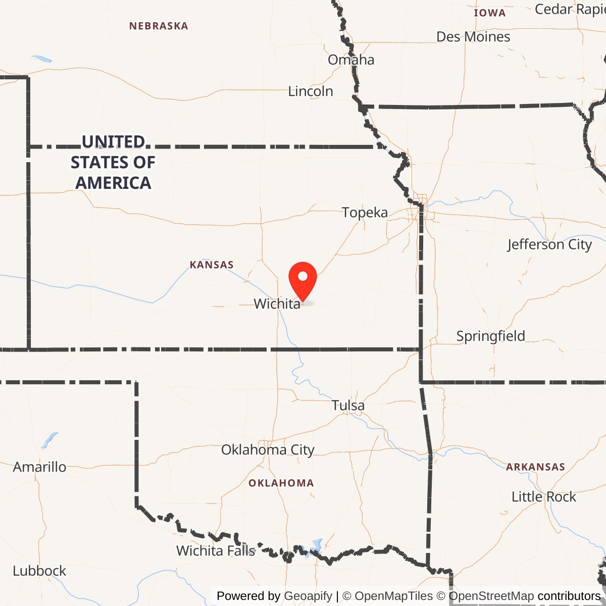 Map showing location of Titan II 533-3 Missile Silo McConnell AFB Kansas