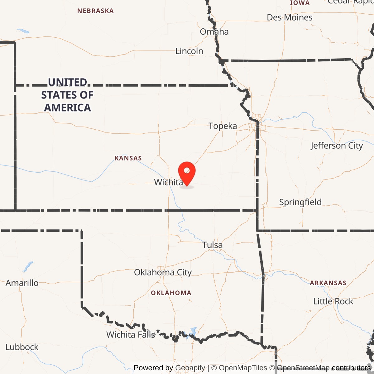 Map showing location of Titan II 533-5 Missile Silo McConnell AFB Kansas