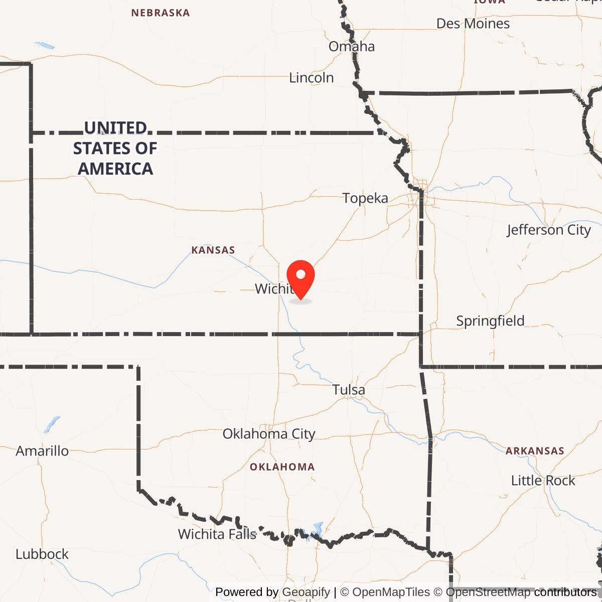 Map showing location of Titan II 533-6 Missile Silo McConnell AFB Kansas