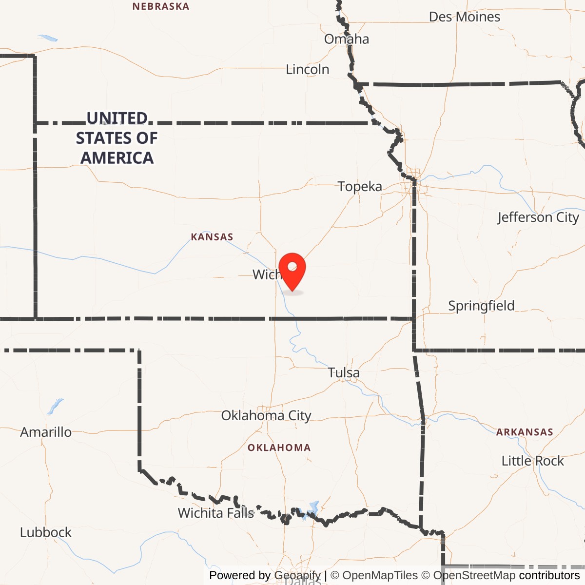 Map showing location of Titan II 533-7 Missile Silo McConnell AFB Kansas