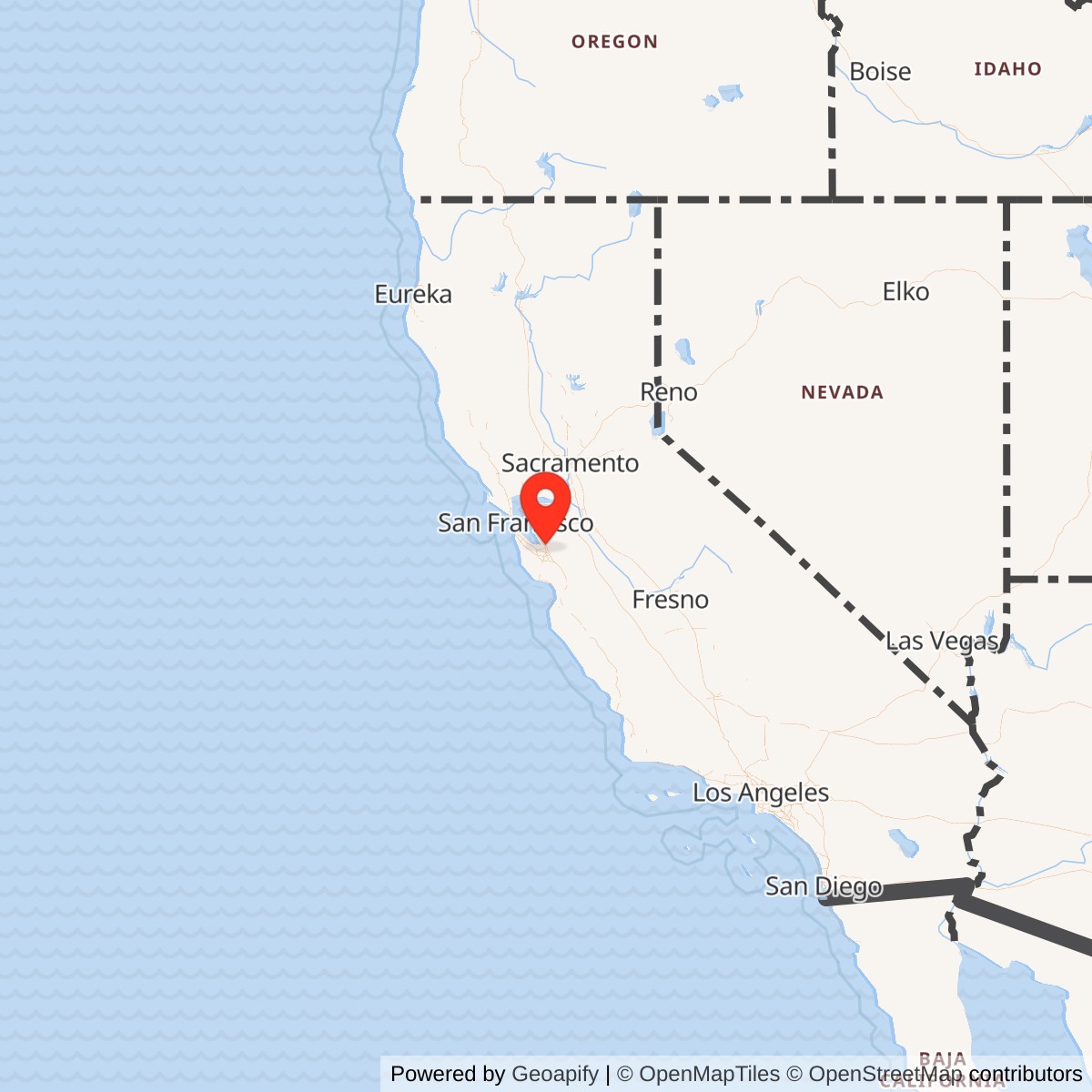 Map showing location of Naval Outlying Landing Field Abel / Warm Springs Airport, California