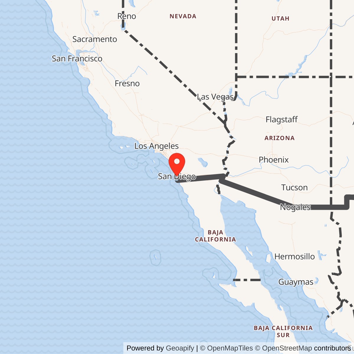 Map showing location of Coronado Naval Amphibious Base, California