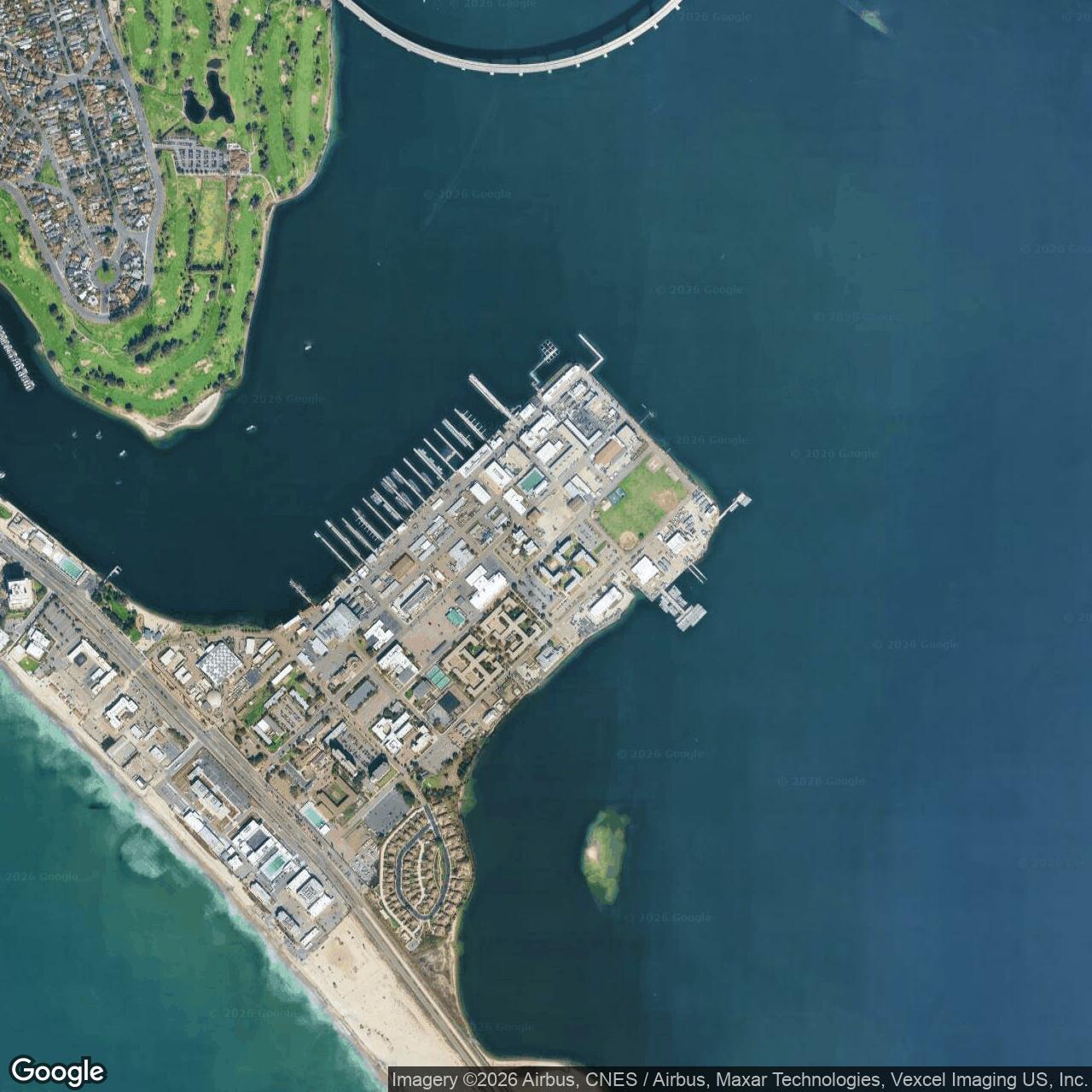Current Google Satellite Image of Coronado Naval Amphibious Base, California