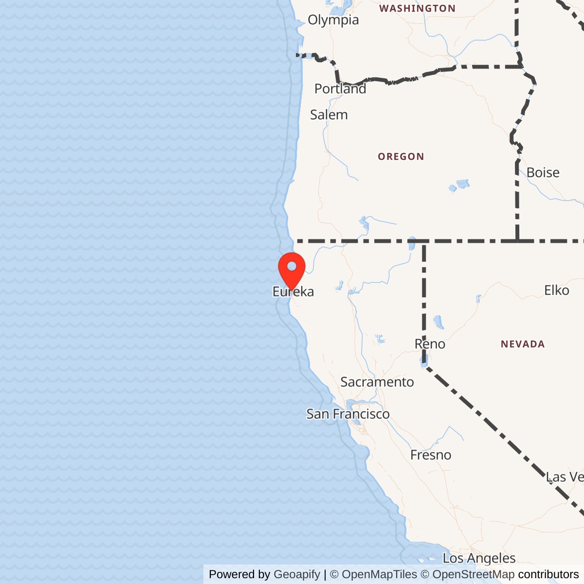 Map showing location of Naval Auxiliary Air Facility Eureka (LTA), California
