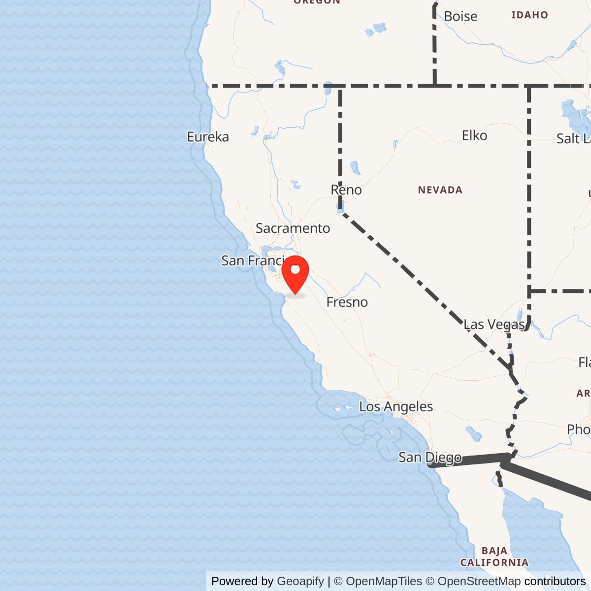 Map showing location of Naval Auxiliary Air Station Hollister, California