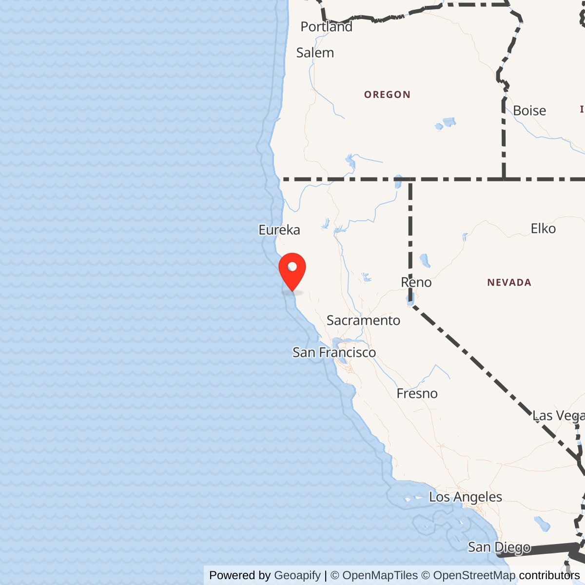 Map showing location of Naval Outlying Landing Field Little River, California
