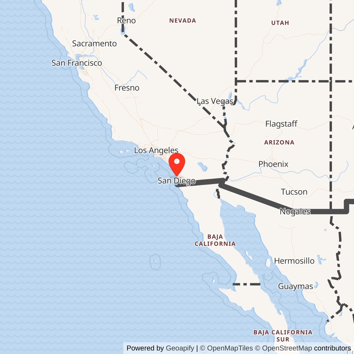 Map showing location of Naval Auxiliary Air Station Camp Kearny / Naval Air Station Miramar / Marine Corps Air Station Miramar, California