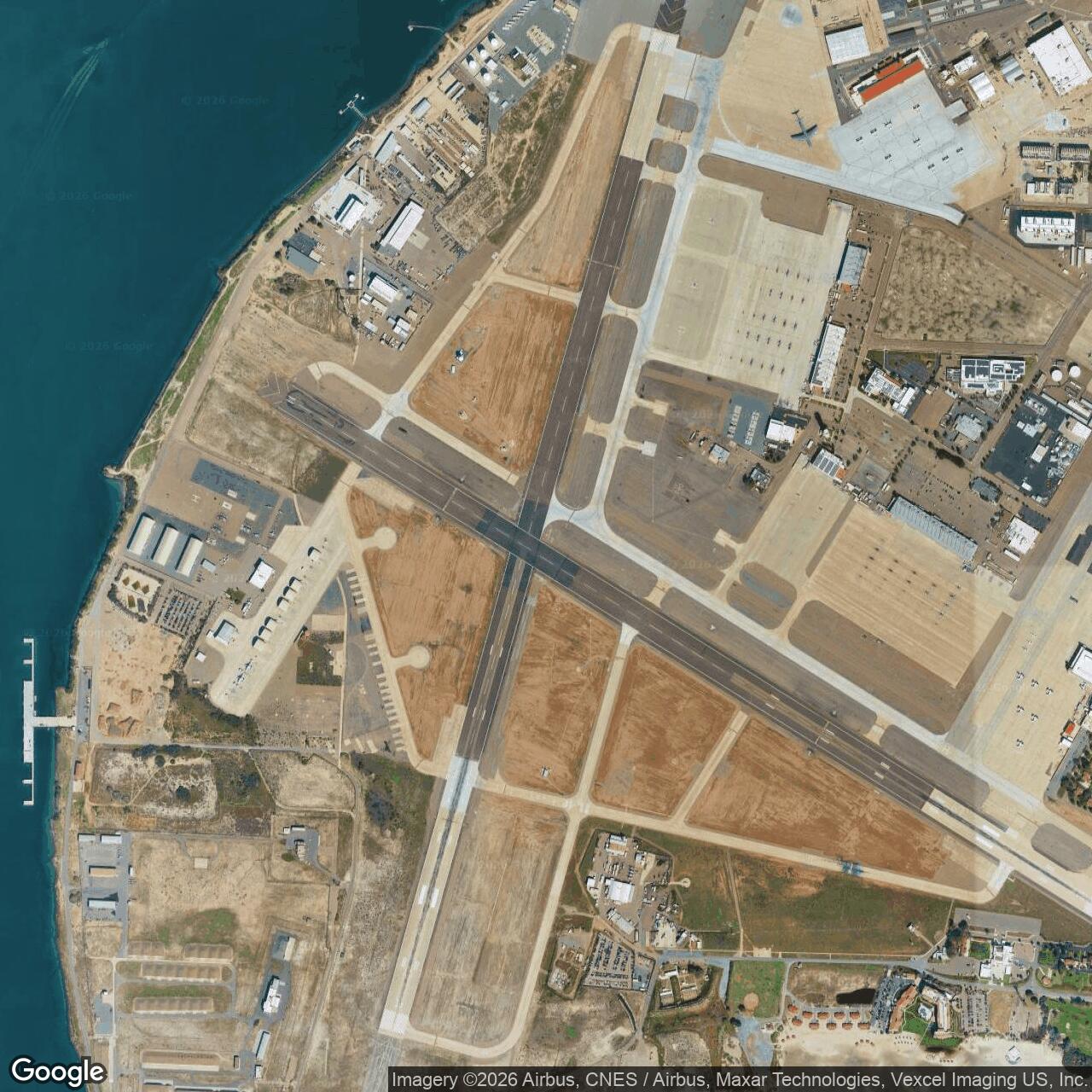 Current Google Satellite Image of North Island Naval Air Station, California