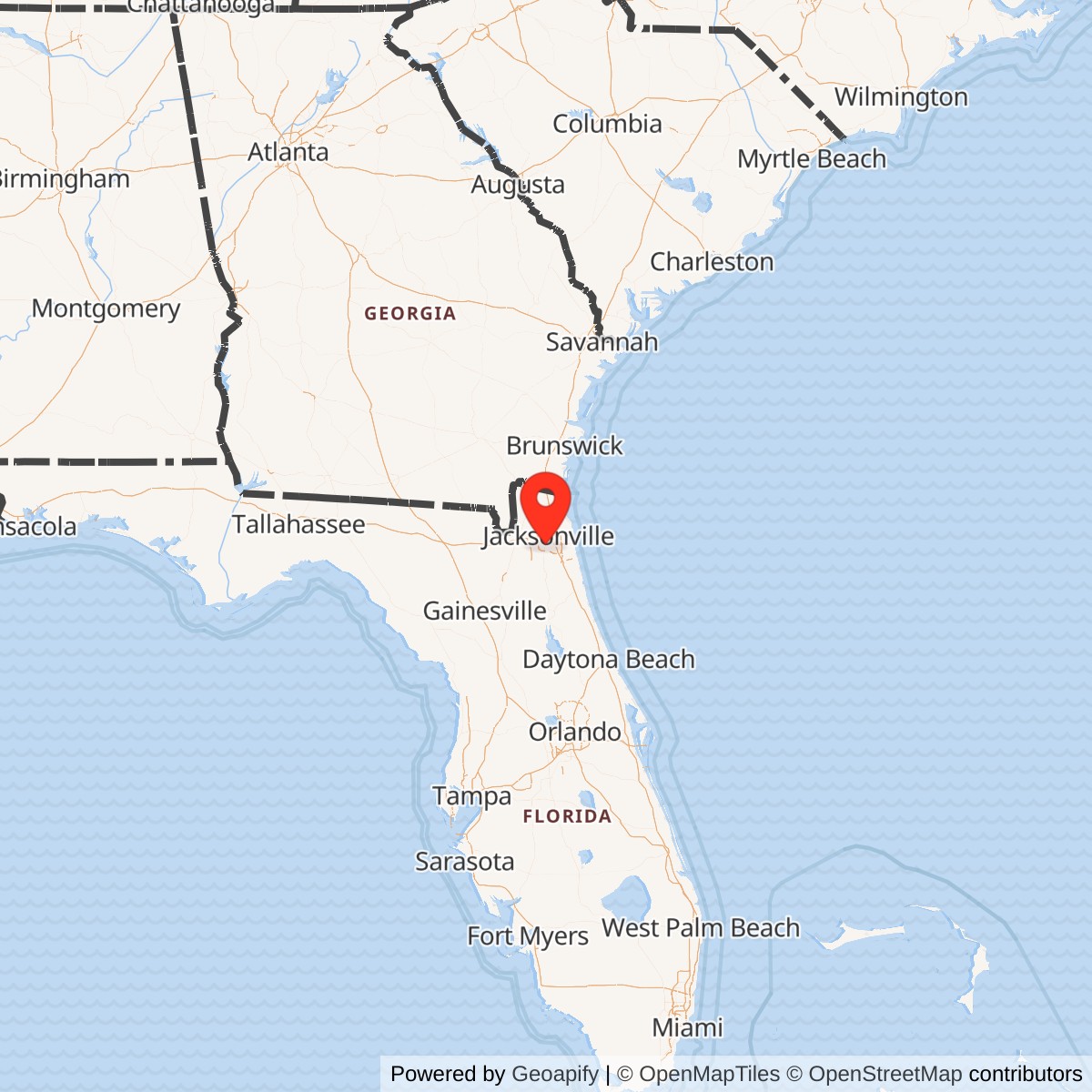 Map showing location of Jacksonville Naval Air Station, Florida