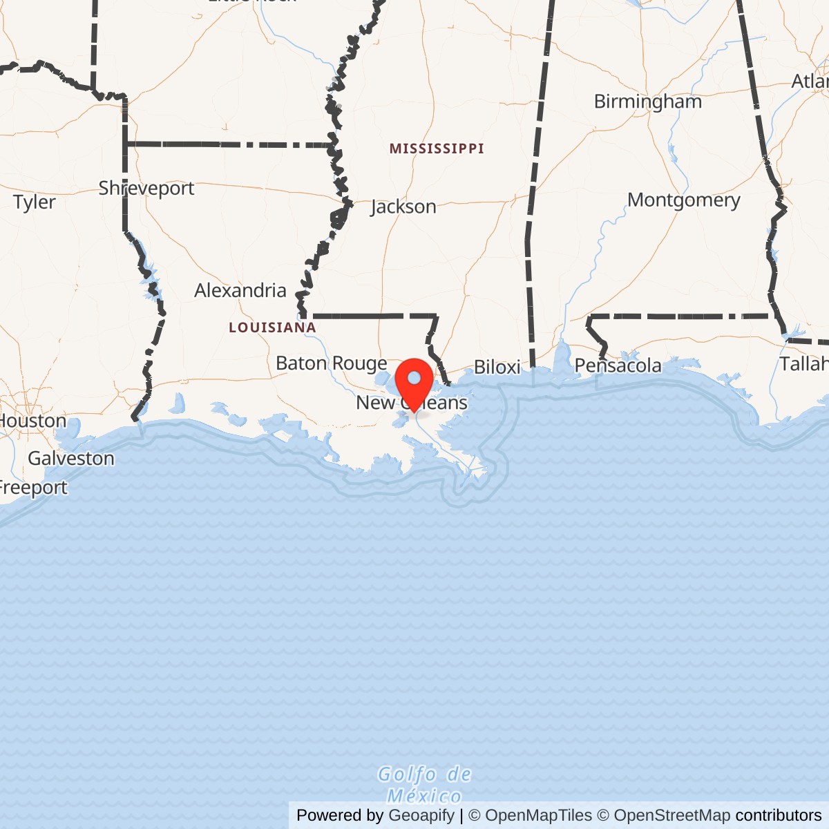 Map showing location of Naval Air Station Joint Reserve Base New Orleans, Louisiana