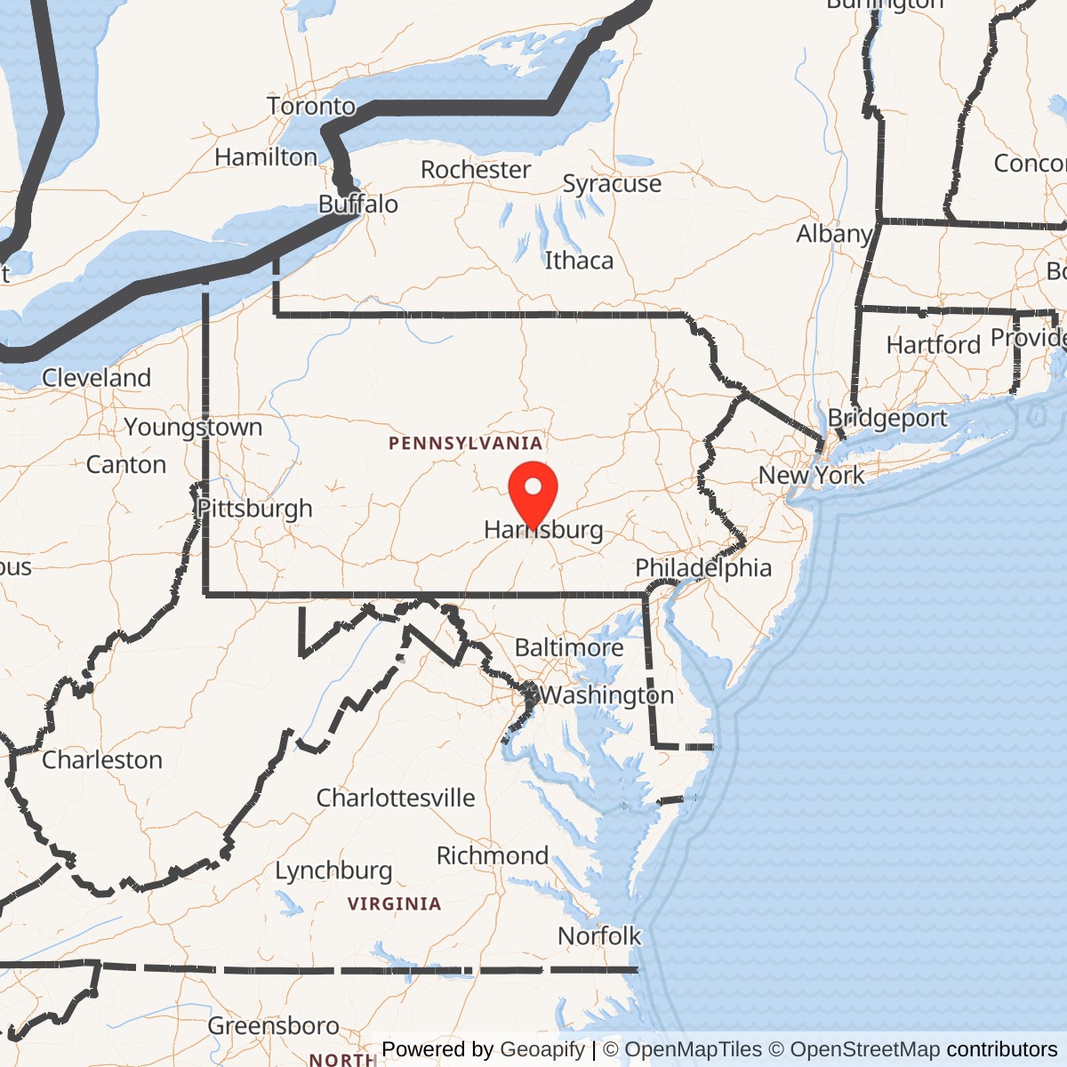 Map showing location of Naval Support Activity Mechanicsburg, Pennsylvania