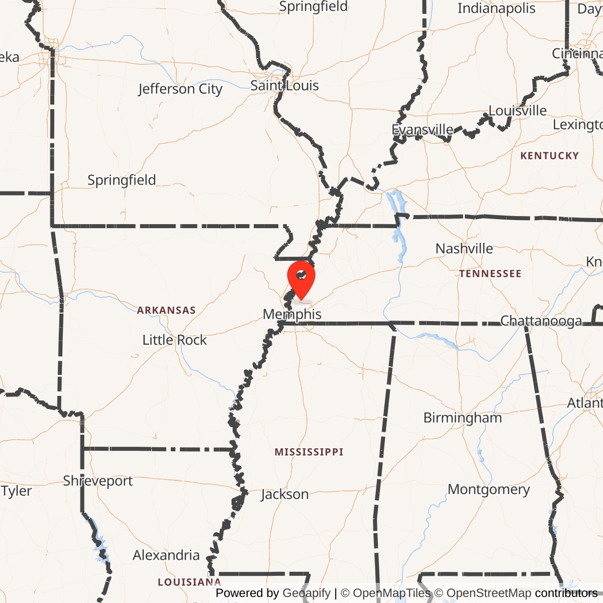 Map showing location of Naval Support Activity Mid-South, Tennessee