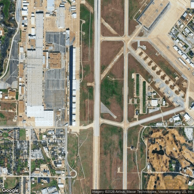 Current Google Satellite Image of Fort Worth Naval Air Station Joint Reserve Base, Texas