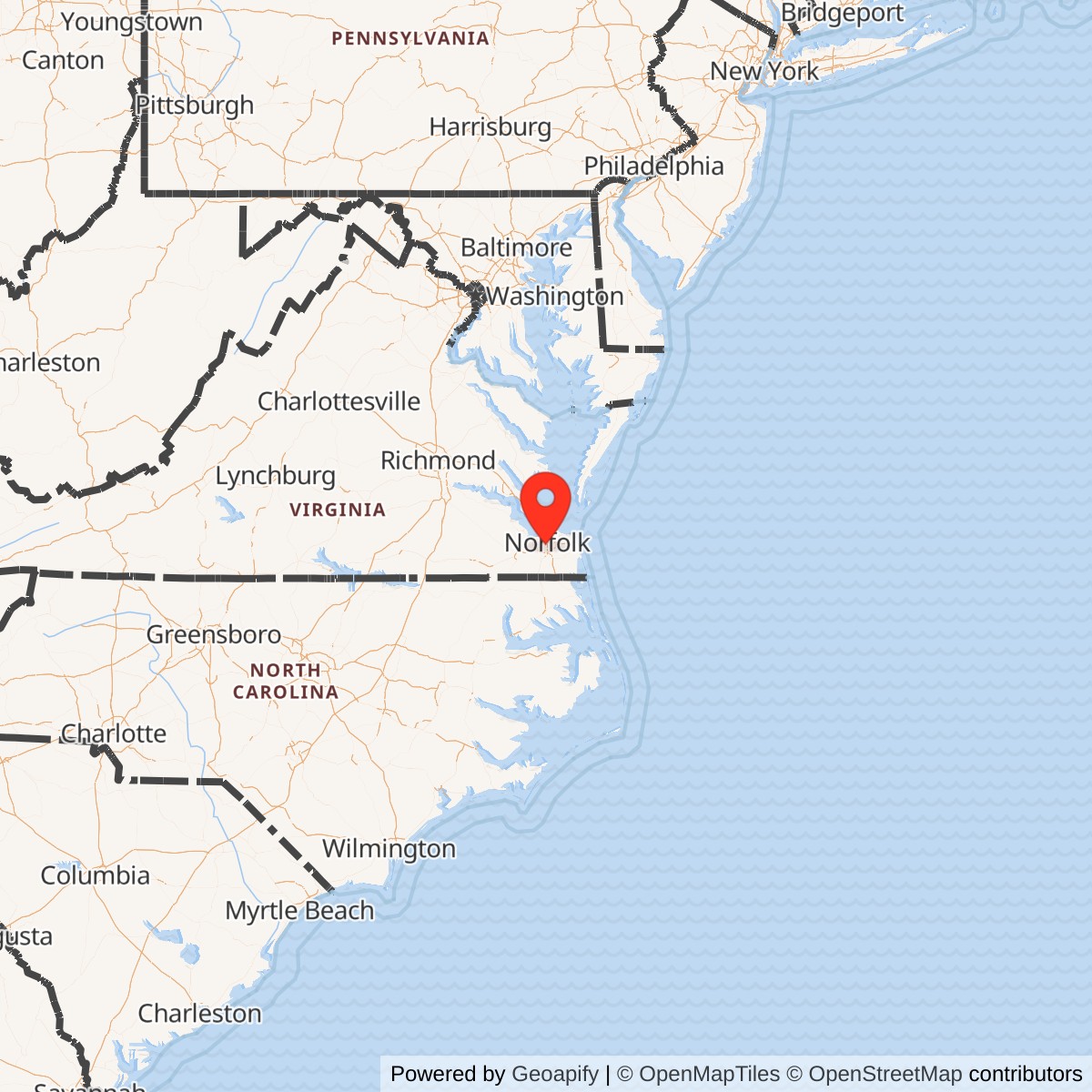 Map showing location of Norfolk Naval Shipyard, Virginia