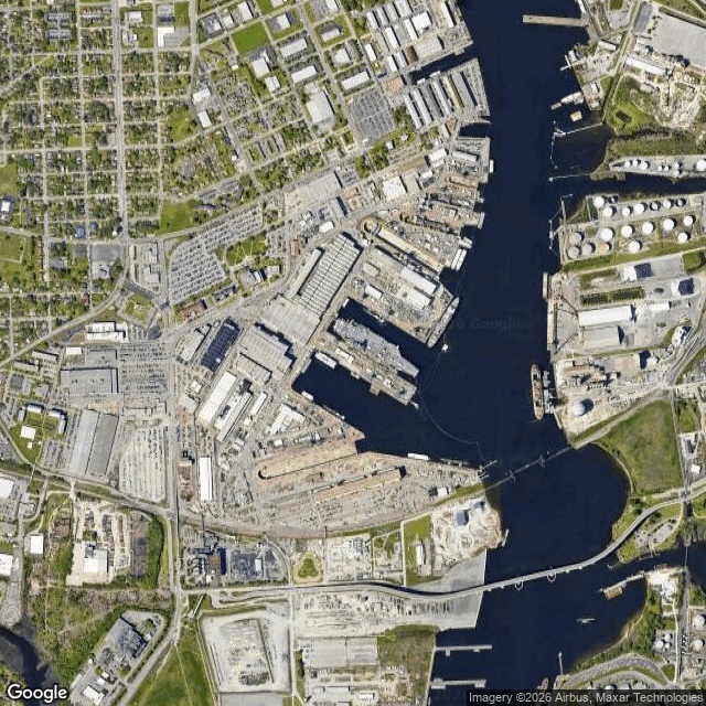 Current Google Satellite Image of Norfolk Naval Shipyard, Virginia